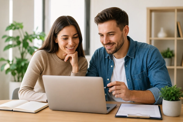Cuplu analizând online opțiuni de credit IFN fără loc de muncă stabil în România